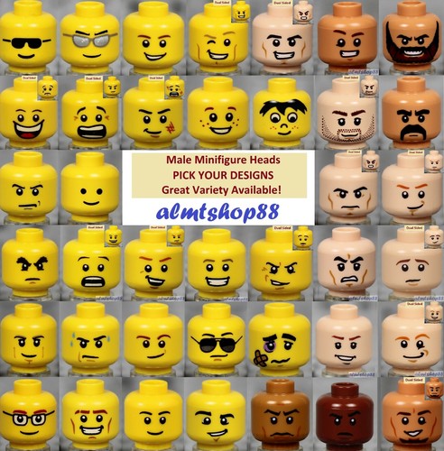 Lego male minifigure heads - heads,